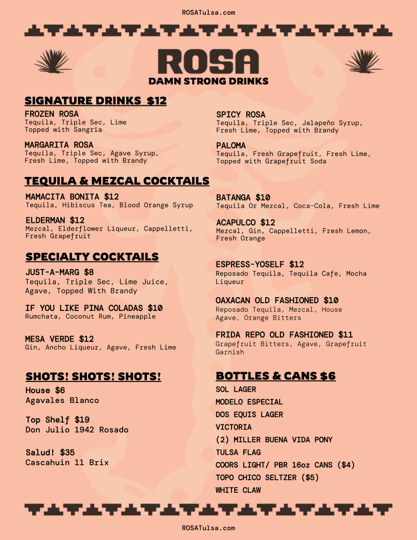 Menu ROSA Tulsa